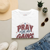 Faith DTG print close-up on soft cotton Christian gym tee