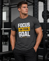 Focus On Your Goal tee worn at the gym - motivational gift shirt