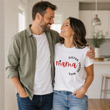 Mama Sister Friend Wife heart script t-shirt on white background