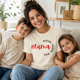 Heart script mama tee worn casually - Mother's Day gift shirt