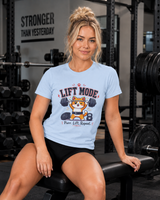 Playful DTG print close-up on soft cotton cat gym shirt