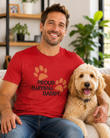 Playful DTG print close-up on soft cotton cat dad t-shirt