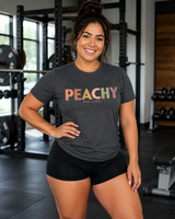 Retro pastel DTG print close-up on soft cotton women's gym tee