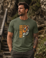 Bold tiger DTG print close-up on soft ring-spun cotton t-shirt