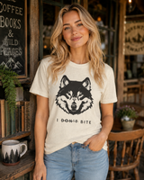 I Don't Bite wolf tee worn casually - funny gift for sarcastic people