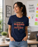 Bold typography DTG print close-up on soft cotton t-shirt