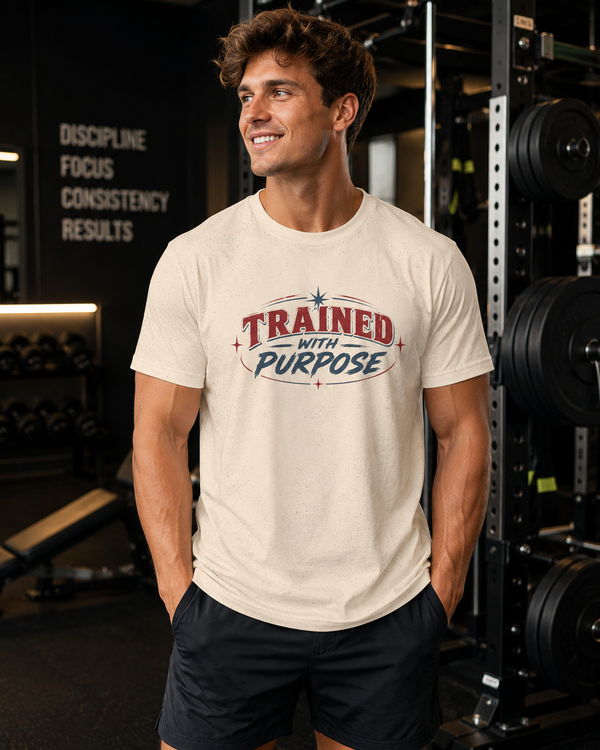 Trained With Purpose Christian gym t-shirt - double-sided front and back print