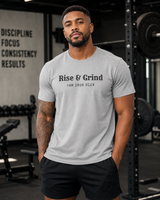 Gift for 5AM gym-goer - Rise and Grind Iron Club double-sided t-shirt