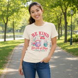 Be Kind Get Steps tee worn casually - gift for hot girl walkers