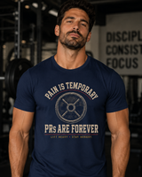 Pain Is Temporary PRs Are Forever tee worn at gym - gift for powerlifters
