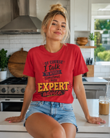 Bold typography DTG print close-up on soft cotton sarcastic tee