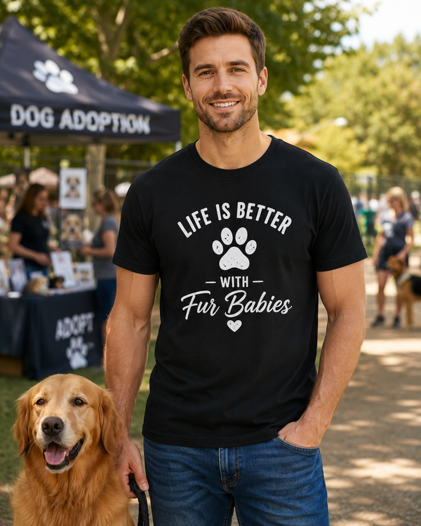 Pet lover t-shirt with Life Is Better With Fur Babies design