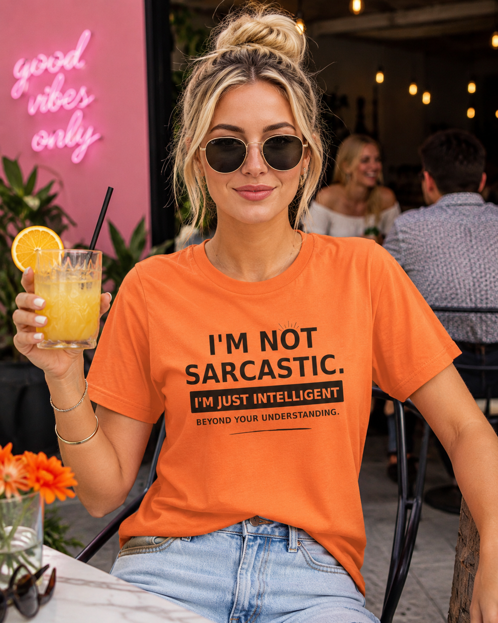 I'm Not Sarcastic funny graphic t-shirt on white background