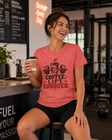 Coffee Lift Conquer tee worn casually