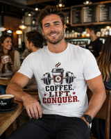 Coffee Lift Conquer t-shirt, back view