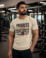 Progress Over Excuses fitness t-shirt color option