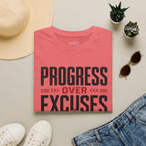 Progress Over Excuses fitness t-shirt color option